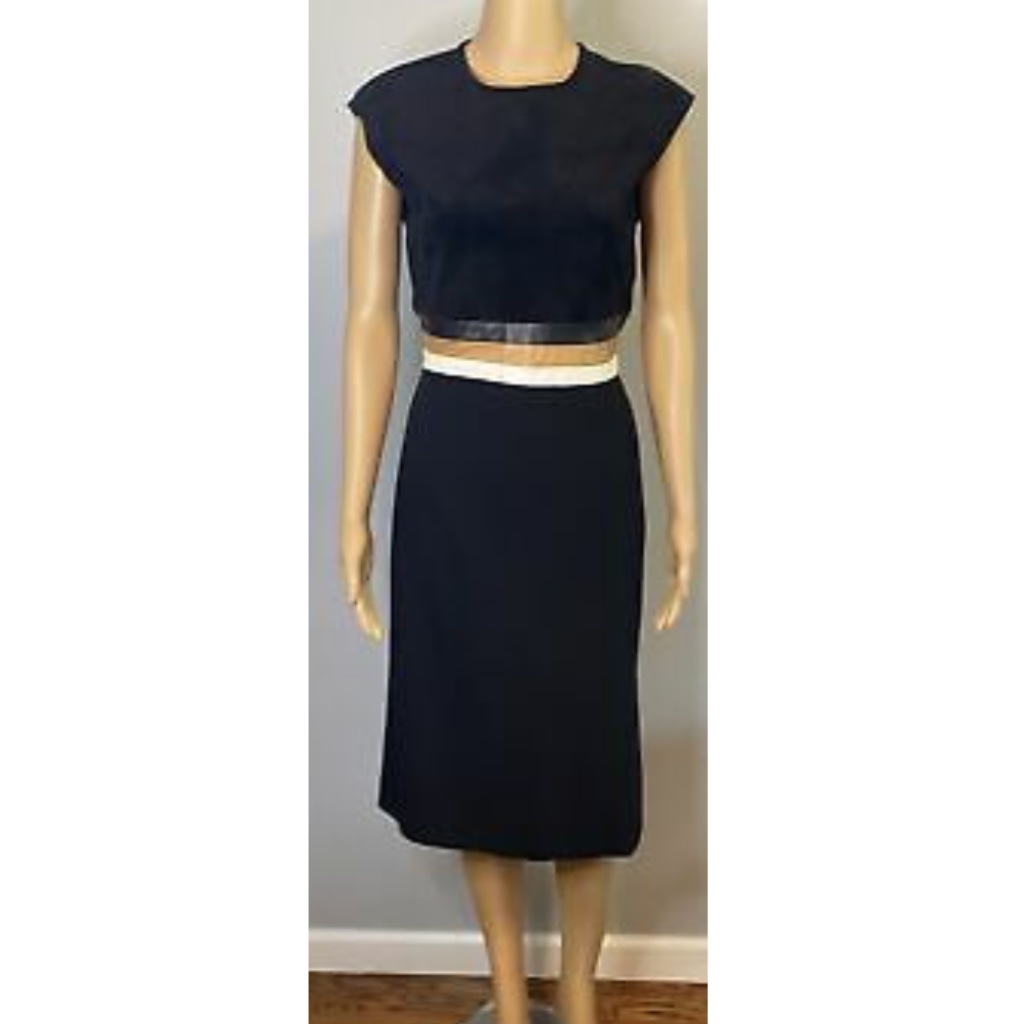 Derek Lam Black Suede Top Sheath Dress